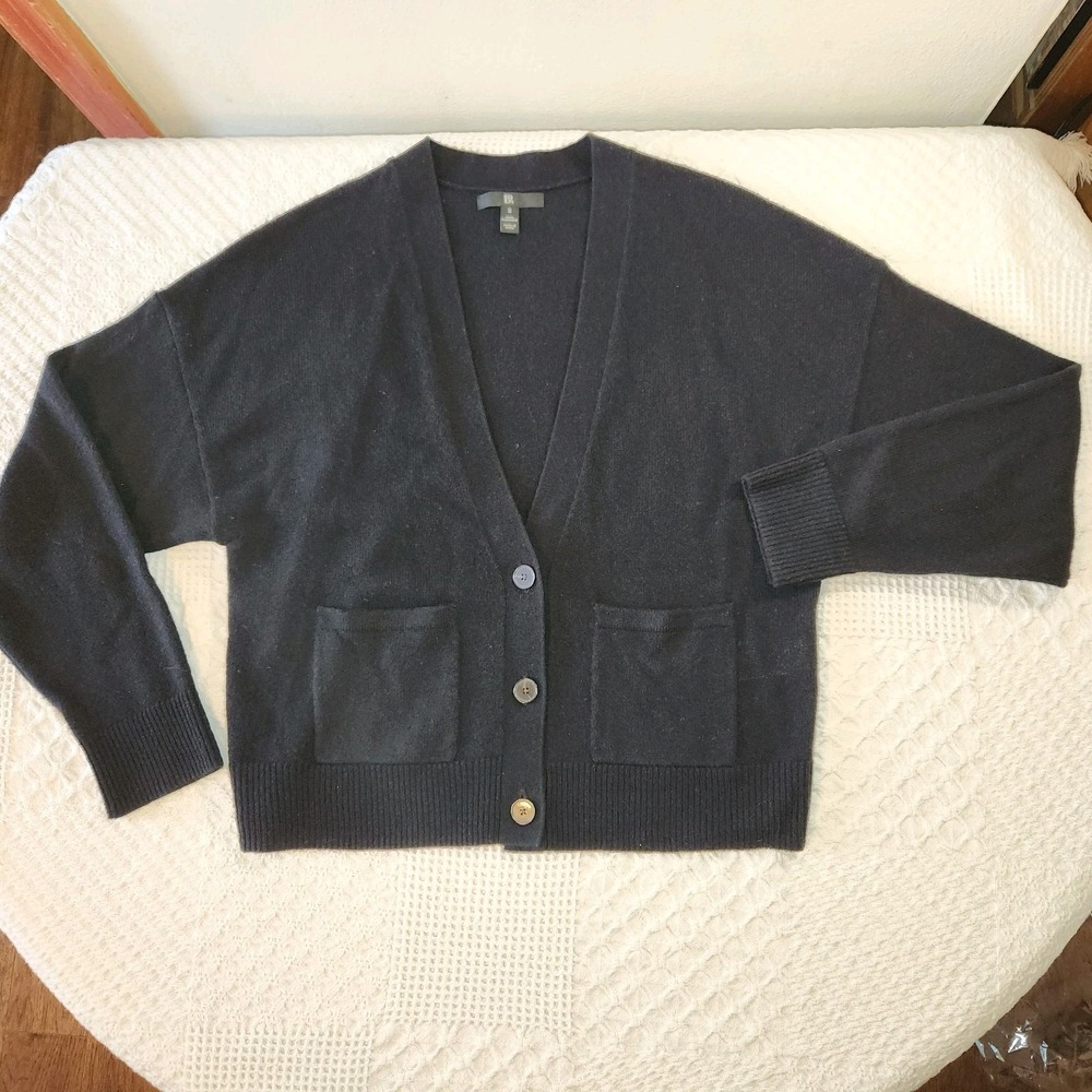 Banana Republic Black Lightweight Caro Cashmere Cardigan Sweater Small